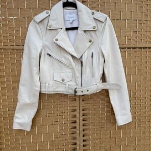 Cleobella Sheep‎ Leather Jacket Women's Size XS (Cream Color)